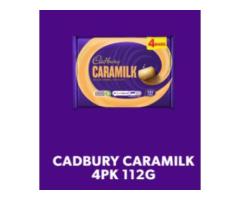 CADBURY CARAMILK GOLDEN CARAMEL CHOCOLATE BAR 4 PACK MULTIPACK, 112G