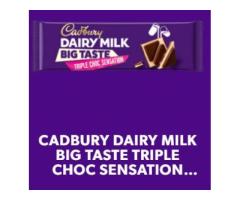 CADBURY DAIRY MILK BIG TASTE TRIPLE CHOC SENSATION CHOCOLATE BAR, 300G