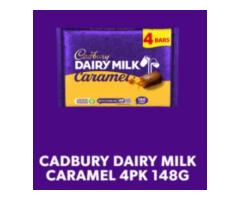 CADBURY DAIRY MILK CARAMEL CHOCOLATE BAR 4 PACK MULTIPACK, 148G