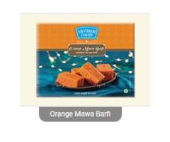 orange mawa barfi