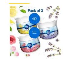 Ambi Pur Car Freshener Gel Pack of 3 – 75g each Refreshing Lemon , Relaxing Lavender , Romantic Rose