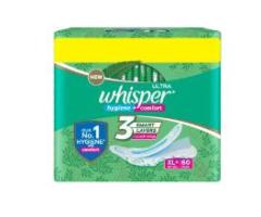 Whisper Ultra Clean Sanitary Pads for Women 60 thin Pads XL