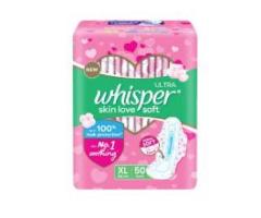 Whisper Ultra Soft Sanitary Pads For Women, X-Large Pack of 50 Napkins