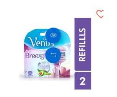 Gillette Venus Breeze Hair Removal Razor Blades Refills Cartridges for Women, 2 Pieces