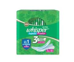 Whisper Ultra Clean Sanitary Pads for Women, XL+ 50 Napkins