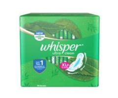 Whisper Ultra Clean Sanitary Pads for Women, XL+ 15 Napkins