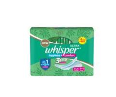 Whisper Ultra Clean Sanitary Pads for Women, XL+ 7 Napkins