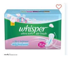 Whisper Ultra Soft XL+ Sanitary Pads - 30 Count