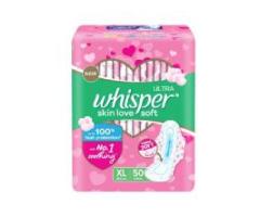 Whisper Ultra Soft XL Sanitary Pads - 50 Count