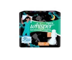 Whisper Bindazzz Night Sanitary Pads 20 Thick Pads XXXL upto 0% Leaks