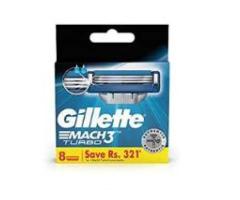 Gillette Mach 3 - Turbo Manual Shaving Razor Blades, Cartridge 8 pcs