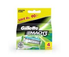 Gillette Mach3 Sensitive Manual Shaving Razor Blades Cartridge 4 pcs