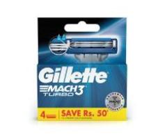 Gillette Mach3 Turbo Manual Shaving Razor Blades Cartridge 4 pcs