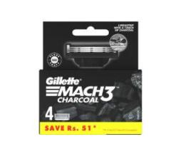 Gillette Mach3 Charcoal Shaving Razor Blades - 4s Pack(Cartridge)